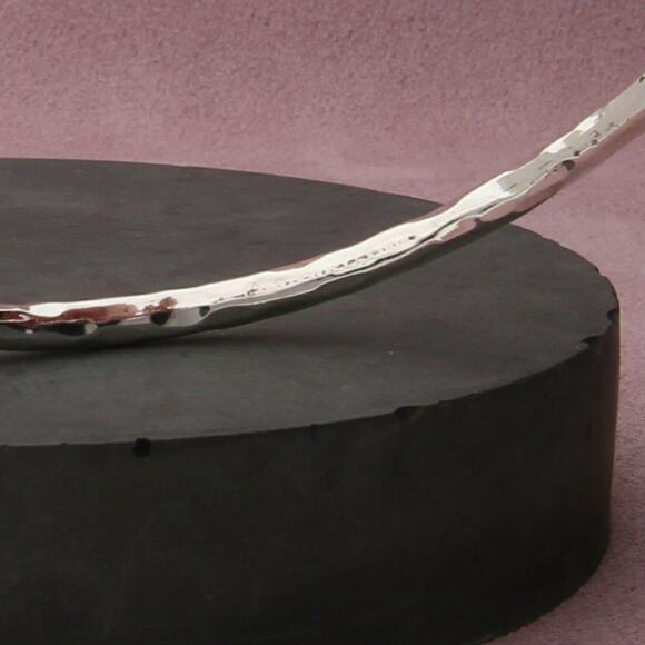 sterling silver 3mm hammered stack bangle bracelet size 8.5in - Picture 3 of 3